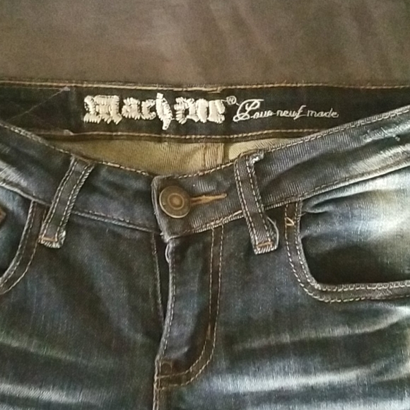 Machine dark blue flared distressed jeans - Picture 2 of 8